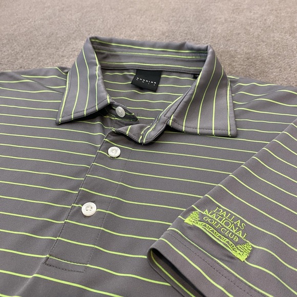 dunning Other - Dunning Golf Polo Shirt Mens Medium Gray Green Stripe Dallas National Golf Club
